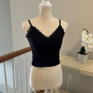 Black Lace Trim Cami Top